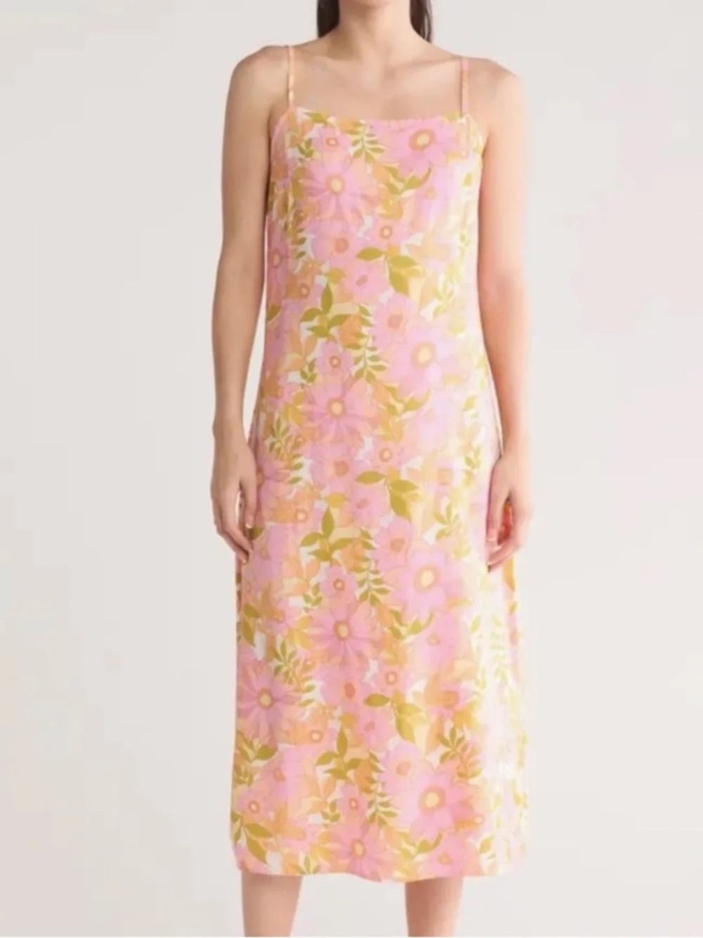 BILLABONG~Golden Hour Floral Maxi Dress~Pink & Orange~Size M